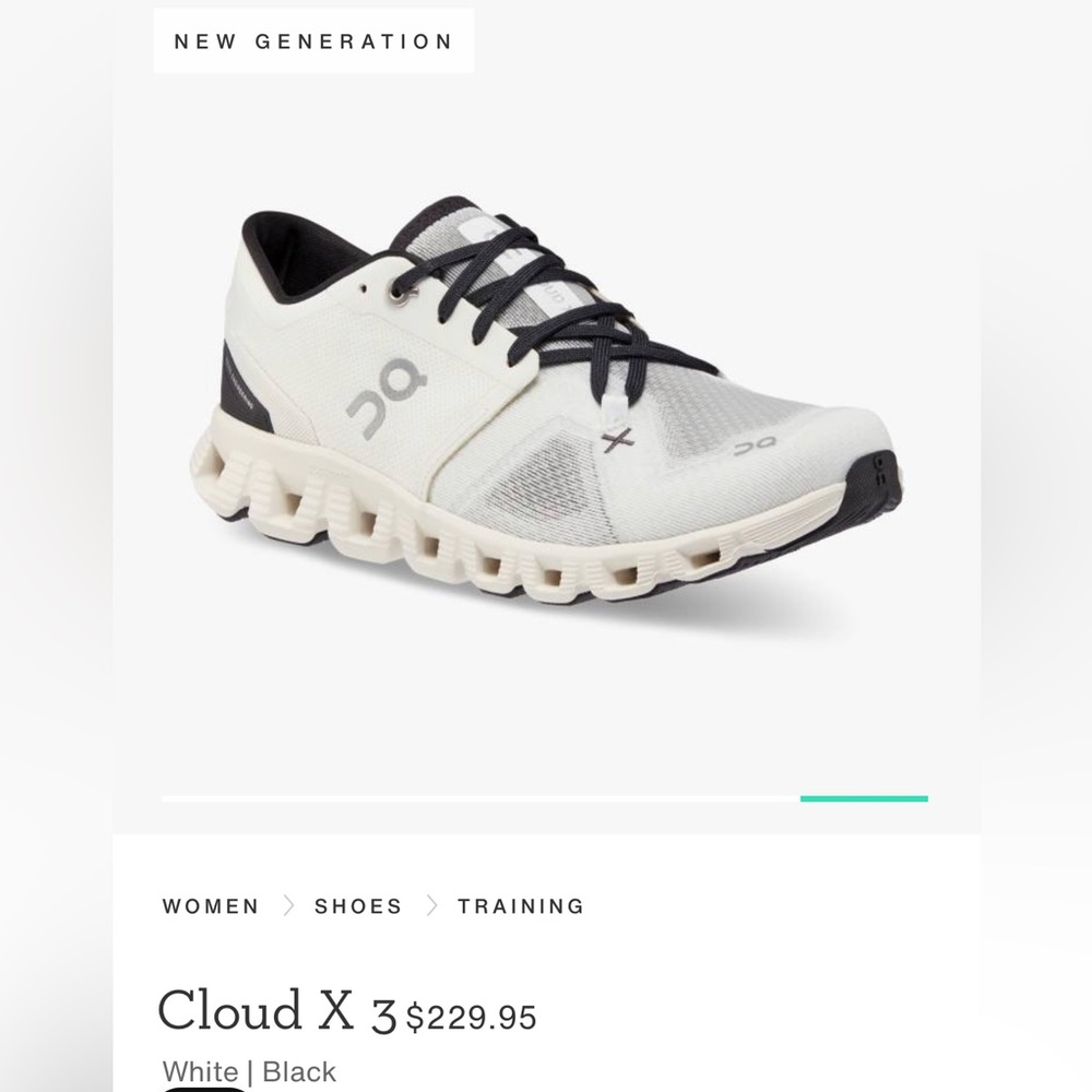 On cloud white/black size 7